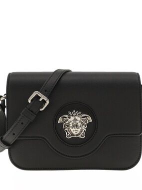 Versace Medusa Crossbody Bag Black Leather New